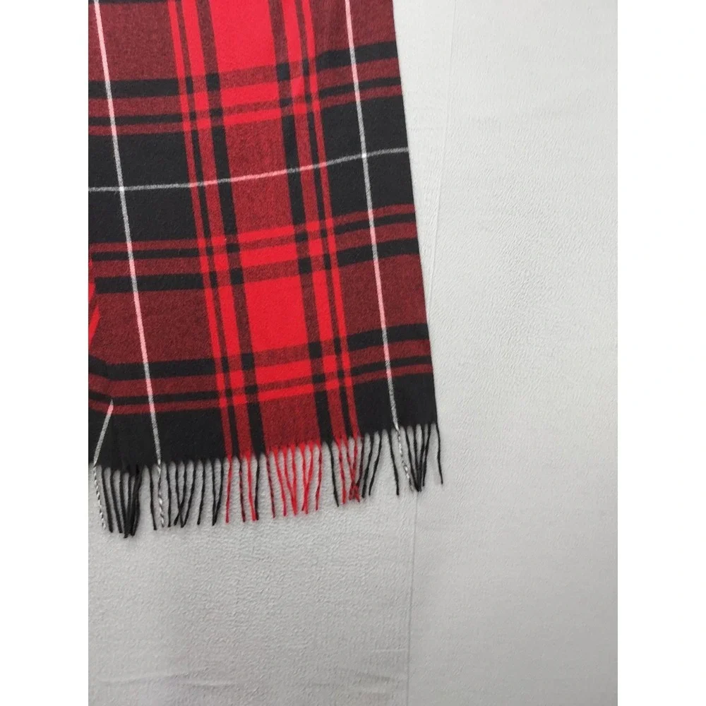 Steve Madden Men Scarf One Size Red Plaid 100% Polyester Fringe‎ Winter Shawl